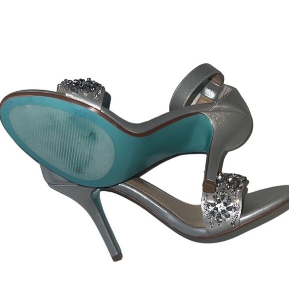 Betsey Johnson Juno Silver Embellished Beaded High Heels Size 6.5 - Picture 11 of 13